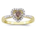 14k Yellow Gold 1/2ct TDW Brown and White Diamond Heart Ring (H-I, I1-I2)
