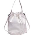 Dasein White Faux Leather Tall Drawstring Hobo Bag