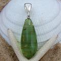 Sterling Silver Green Baltic Amber Teardrop Pendant (Lithuania)