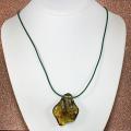 Freeform Green Baltic Amber Cord Necklace (Lithuania)