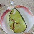 Sterling Silver Freeform Green Amber Pendant (Lithuania)