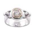 Michael Valitutti Signity 14k Gold and Silver Cubic Zirconia Ring