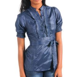 Stanzino Women's Navy Blue Cotton Top