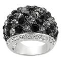Silvertone Black, Grey, and White Cubic Zirconia Dome Ring