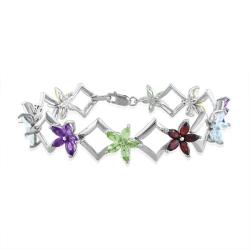 Sterling Silver 7 3/4ct TGW Multi-gemstone Bracelet