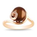 Pink Silver Freshwater Pearl and Diamond Accent Ring (9-9.5 mm)