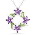 Sterling Silver Peridot and Amethyst Fashion Necklace