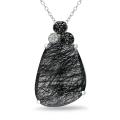 Silver 14 1/4ct TGW Rutile and 1/6ct TDW Black/ White Diamond Necklace
