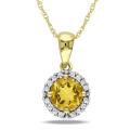 10k Yellow Gold Citrine and 1/10ct TDW Diamond Necklace (G-H, I2-I3)
