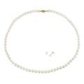 14k Yellow Gold Freshwater Pearl Necklace and Earrings Set (6-6.5 mm)