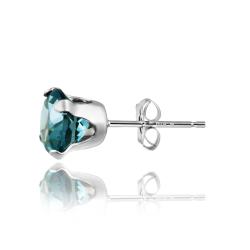 Glitzy Rocks Sterling Silver 2 1/10ct TGW London Blue Topaz 6-mm Stud Earrings