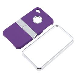 Purple with Chrome Stand Snap-on Case for Apple iPhone 4 AT&T/ Verizon