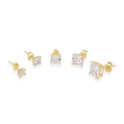Icz Stonez 18k Goldplated Cubic Zirconia Stud Earrings (Set of 5) (24 7/8ct TGW)