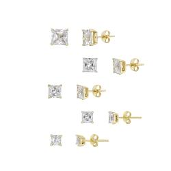 Icz Stonez 18k Goldplated Cubic Zirconia Stud Earrings (Set of 5) (24 7/8ct TGW)