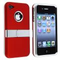 Red with Chrome Stand Stand Snap-on Case for Apple iPhone 4/ 4S