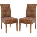St Thomas Indoor Wicker Dark Brown Side Chairs (Set of 2)