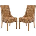 St Thomas Indoor Wicker Brown Sloping Arm Chairs (Set of 2)