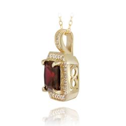 Glitzy Rocks 18k Gold over Silver Lab-created Ruby and CZ Necklace (5 1/4ct TGW)