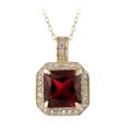 Glitzy Rocks 18k Gold over Silver Lab-created Ruby and CZ Necklace (5 1/4ct TGW)