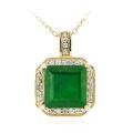 Glitzy Rocks 18k Gold over Silver Lab-created Emerald and CZ Necklace (5ct TGW)