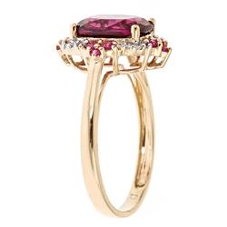 14k Yellow Gold Rhodolite, Ruby, Diamond Accent Ring 