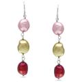 Silvertone Multi-colored Freshwater Pearl Dangle Earrings (8-9 mm)
