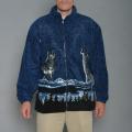 Resort Stop Wolf with Moon Printed Polar Fleece Jacket