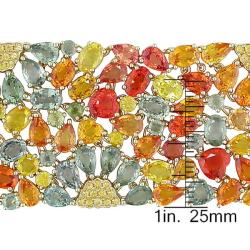 14k Yellow Gold 75 1/7ct TGW Multi-colored Sapphire Bracelet