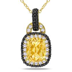 Yellow-plated Silver Citrine, Spinel and Created Sapphire Necklace