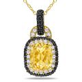 Yellow-plated Silver Citrine, Spinel and Created Sapphire Necklace