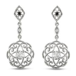 10k White Gold 5/8ct TGW White Topaz and Diamond Accent Earrings
