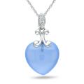 Miadora 10k White Gold Chalcedony and Diamond Accent Necklace