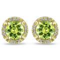 10k Yellow Gold 1 1/8ct TGW Peridot and Diamond Accent Earrings