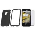 Black Rubber Coated Case/ Screen Protector for Samsung Conquer D600 4G
