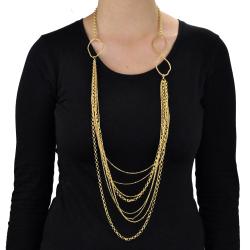 ELYA Designs Goldtone Multi-chain and Abstract Circle Necklace