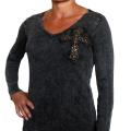 Vocal Women's Long-sleeve Studded Cross Sweater