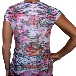 S-Twelve Animal Print Rhinestone Heart Top