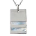 Stainless Steel High Polish Mother of Pearl Inlay Necklace