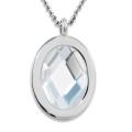 Steel Large Polished Oval Faceted Crystal Necklace