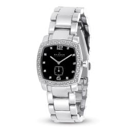 Skagen Denmark Women's Silver Link and Black Dial Watch