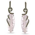 14k White Gold Rose Quartz and 1/3ct TDW Diamond Earrings (15 1/2ct TGW)