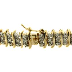 Fusion 14k Gold Overlay 1/4 ct TW Diamond Three Row 'S' Bracelet