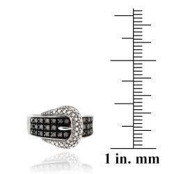Sterling Silver 1/4ct TDW Black Diamond Buckle Ring