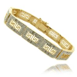 Fusion 14k Gold Overlay 1/4 ct TW Diamond Greek Key Design Bracelet