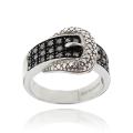 Sterling Silver 1/4ct TDW Black Diamond Buckle Ring