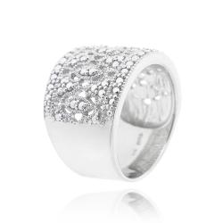 Sterling Silver Diamond Accent Lace Filigree Design Ring