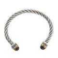 Sunstone Sterling Silver Glass Twist Cuff Bracelet