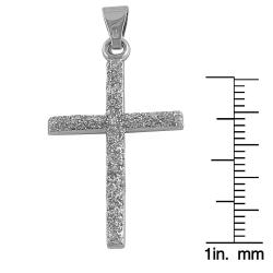 14k White Gold Diamond-cut Cross Pendant