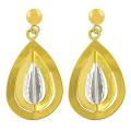 14k Two-tone Gold Teardrop Dangle Earrings