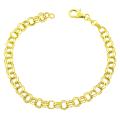 14k Yellow Gold Textured Double Tuscan Curb Link Charm Bracelet
